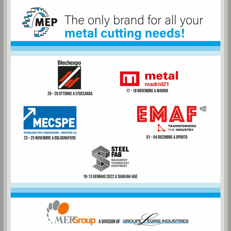 Messeaktivität MEP 2021 | © MEP S.p.A. Band- und Kreissägen zum Schneiden von Metallen