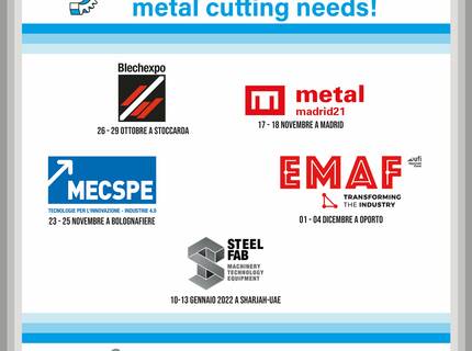Participação MEP em feiras em 2021 | © MEP S.p.A - Serras de fita e disco para o corte de metais